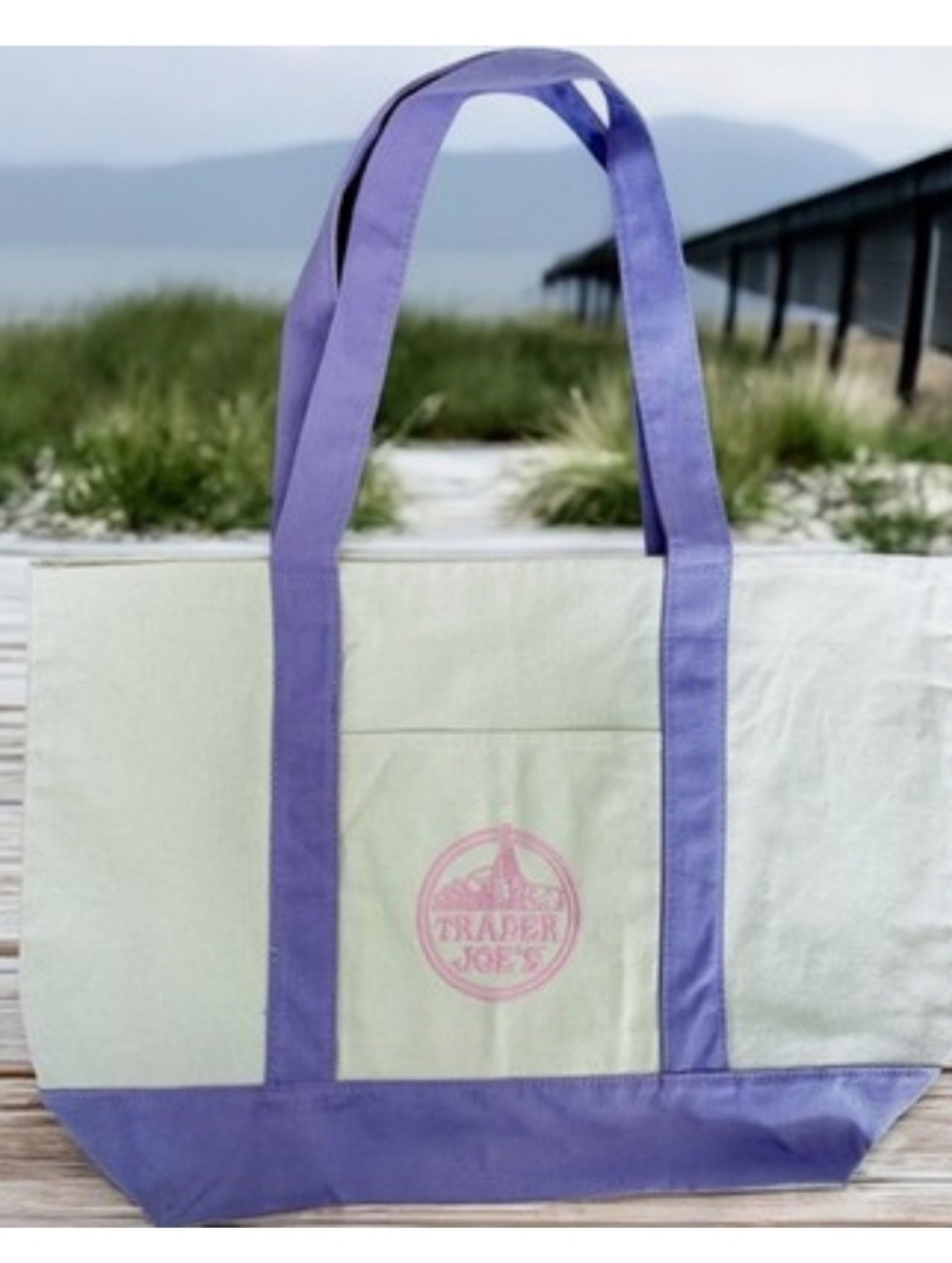 Lavender Trim Canvas Tote